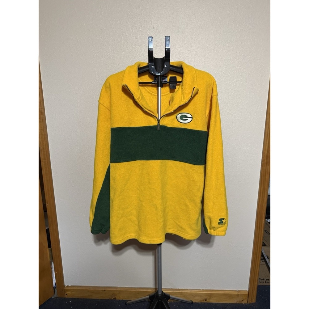 Vintage Green Bay Packers Starter Fleece Pullover XXL NFL 1/4 Zip